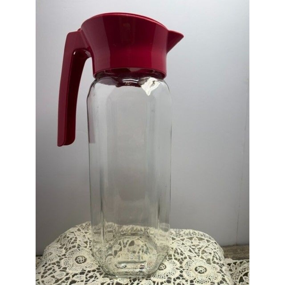 Vintage 150cl (1.5 Liter) French Clear Glass Pitcher - Sharp!